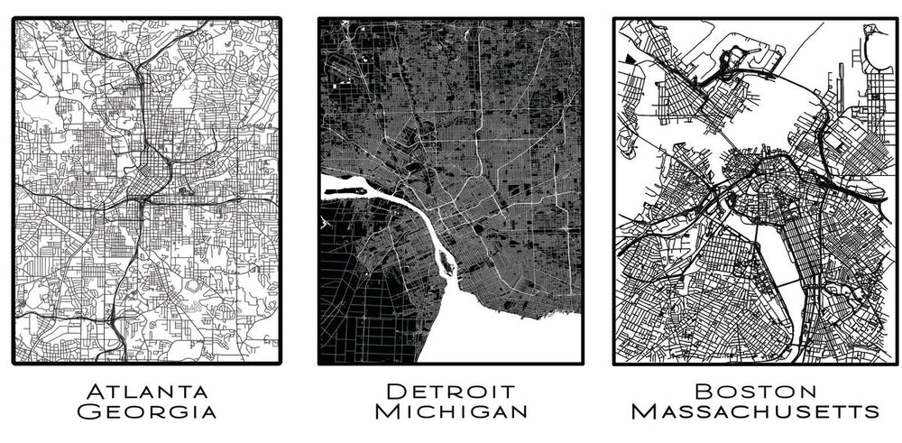Atlanta Detroit Boston City Maps