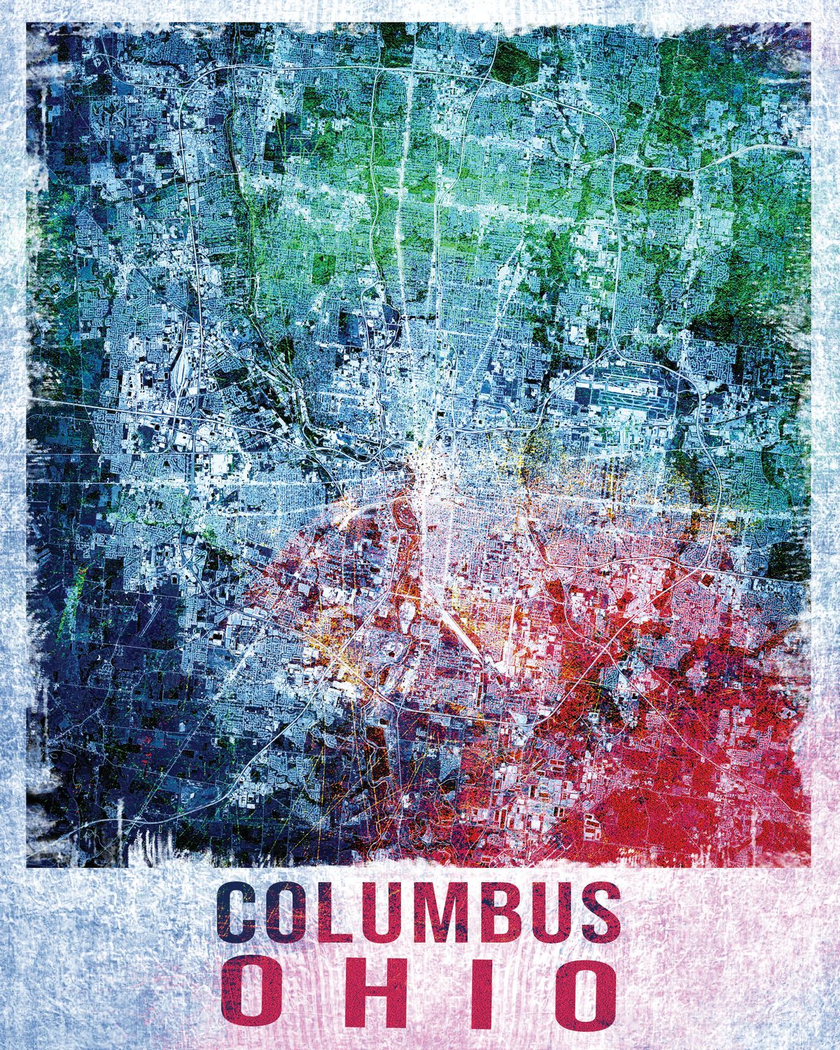 Multicolor Columbus City Map