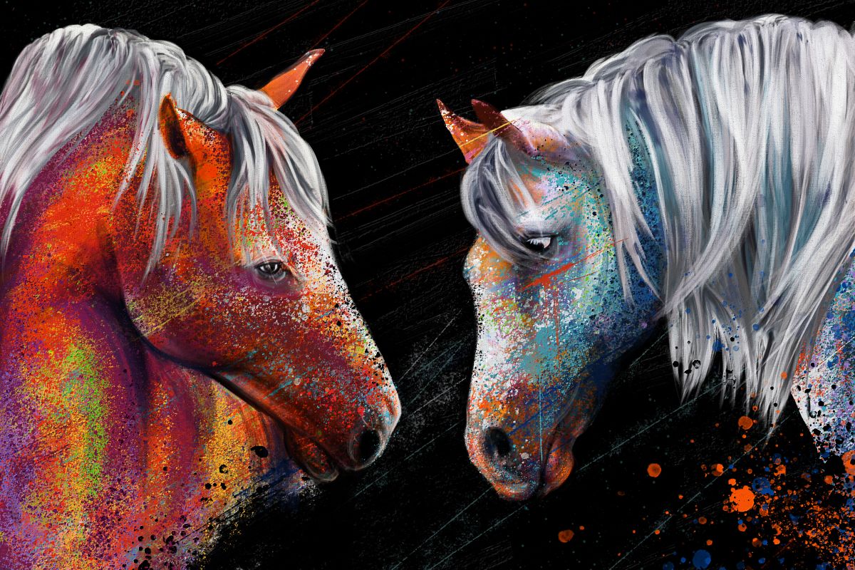 Paint Splattered Horses