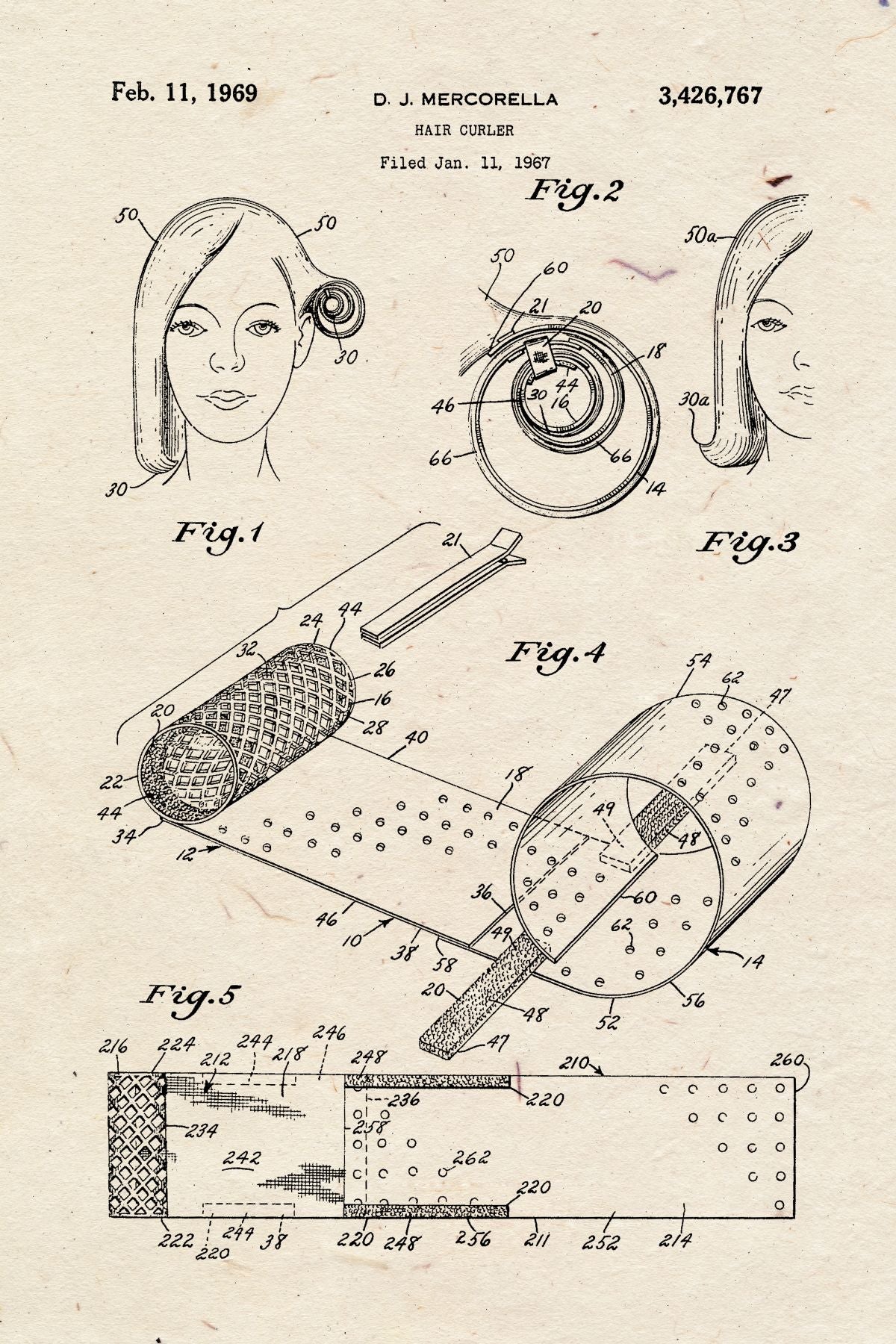 Hair Curler Vintage Patent