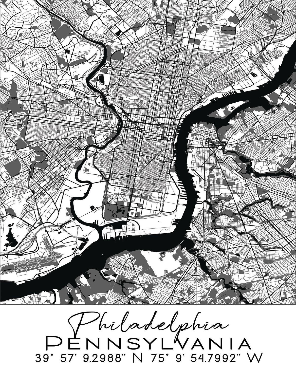 Minimalist Philadelphia City Map