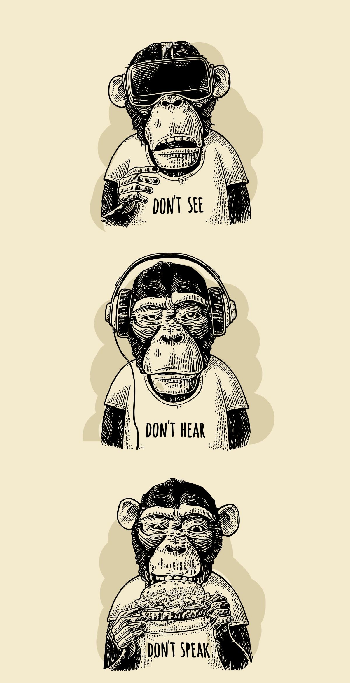 Hipster Wise Monkeys