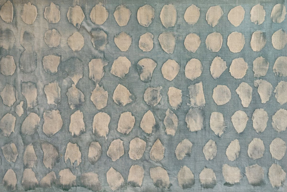 Shibori Dots on Blue Linen
