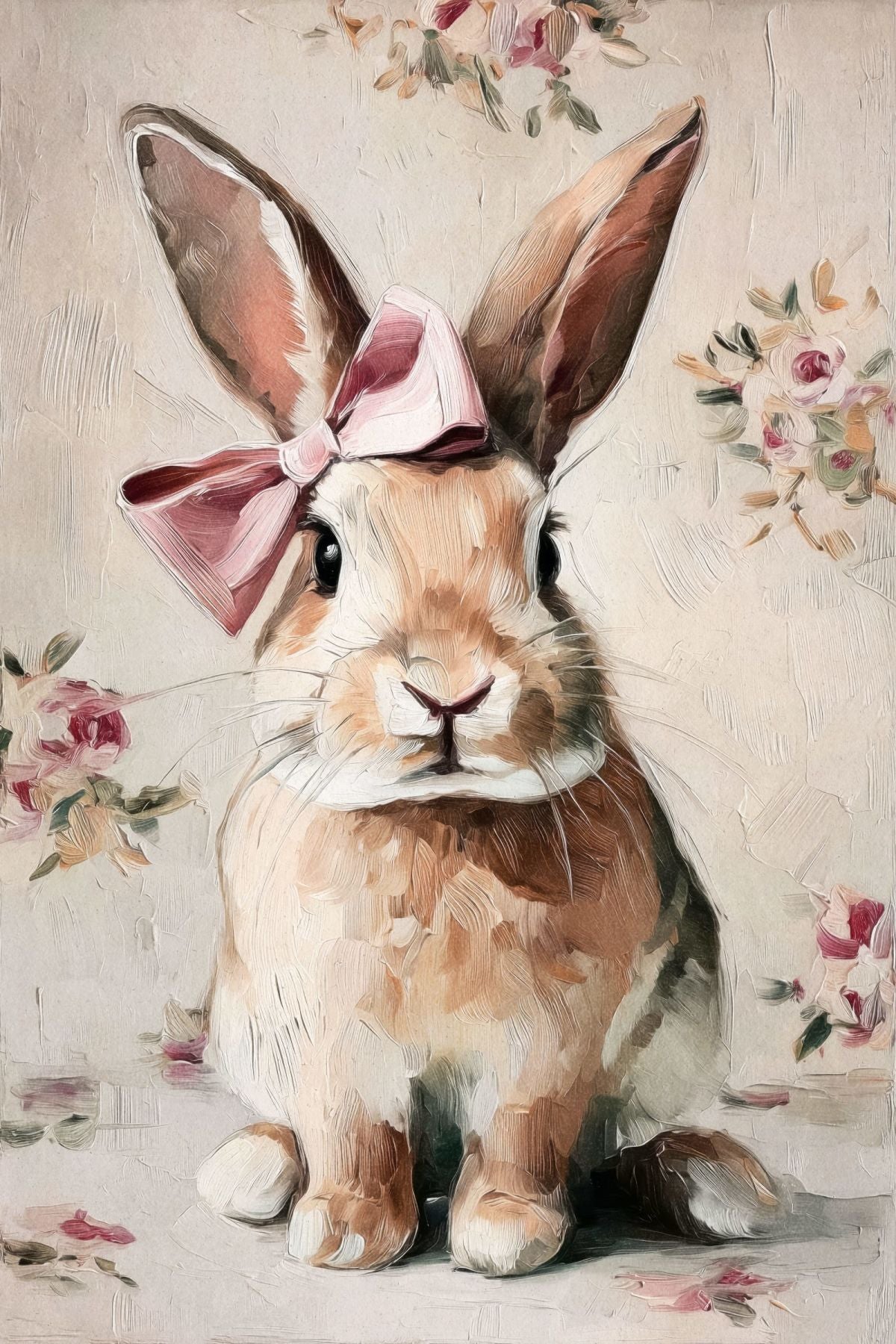 Brown Rabbit with Pink Bow