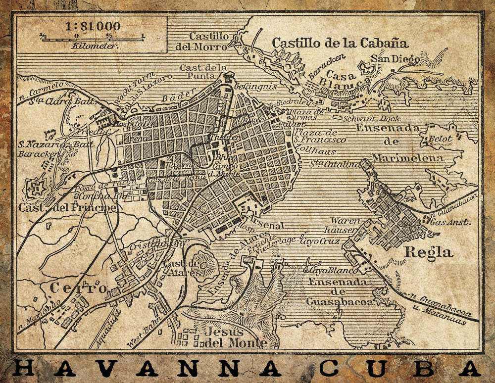 Vintage Havana City Map