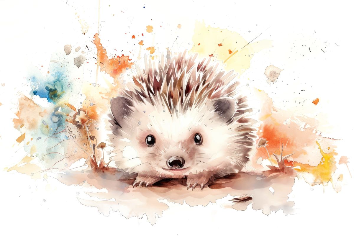 Hedgehog Watercolor Splash