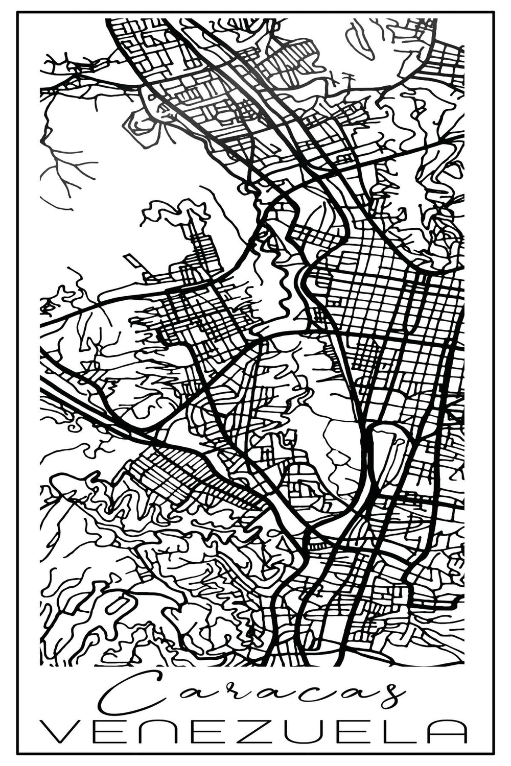 Minimalist Caracas City Map