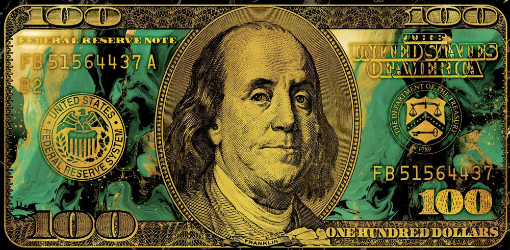 Green Marbled Benjamin Dollar Bill