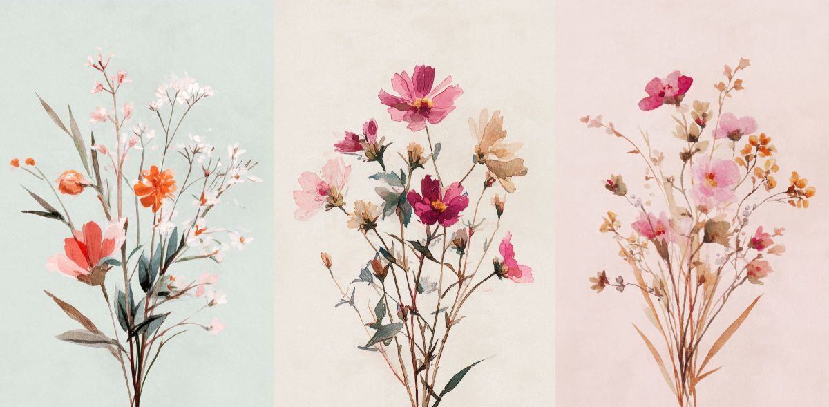Wildflowers Bouquet Triptych