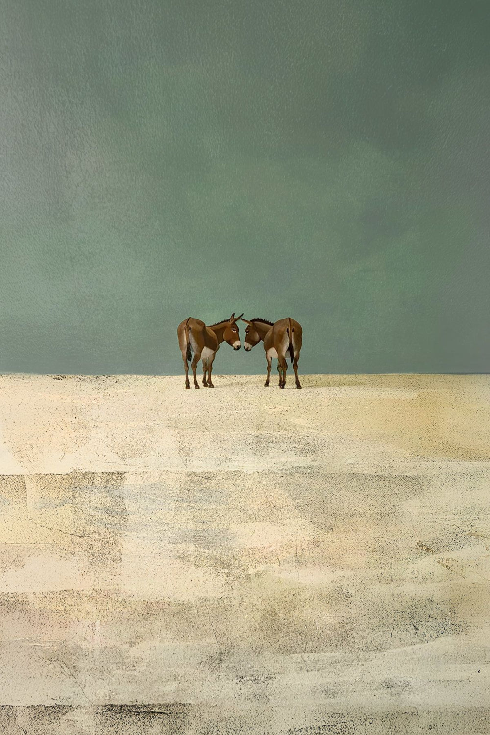 Donkeys Across The Open Field
