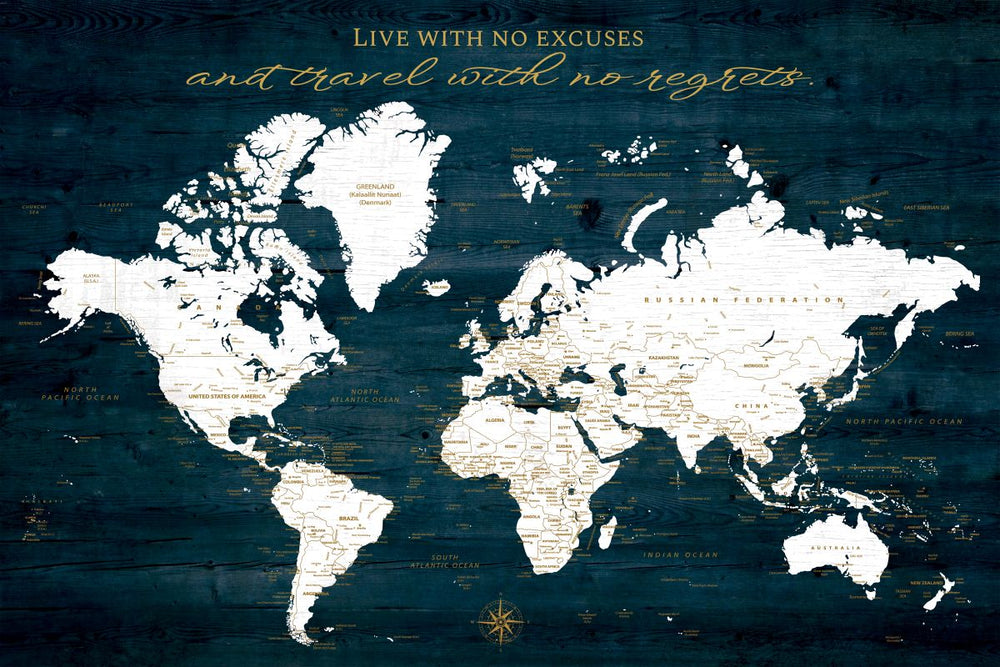 Live And Travel Push Pin World Map