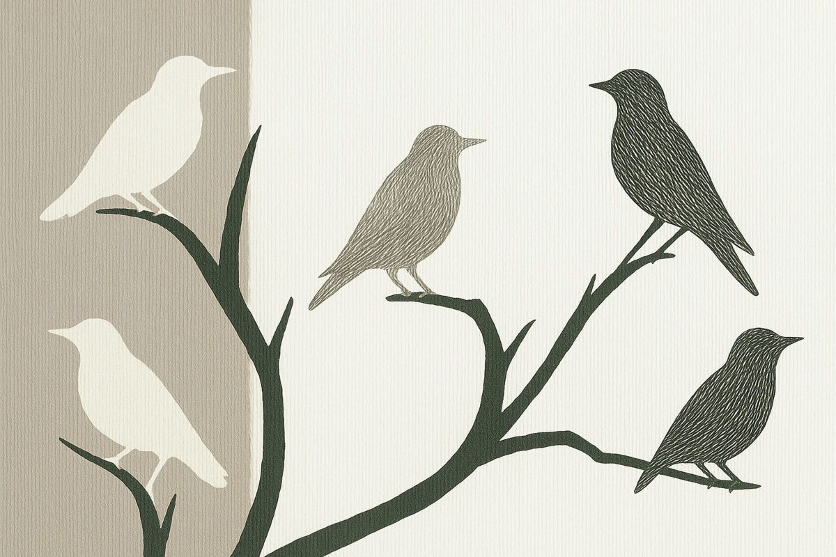 Monochrome Flock Of Birds