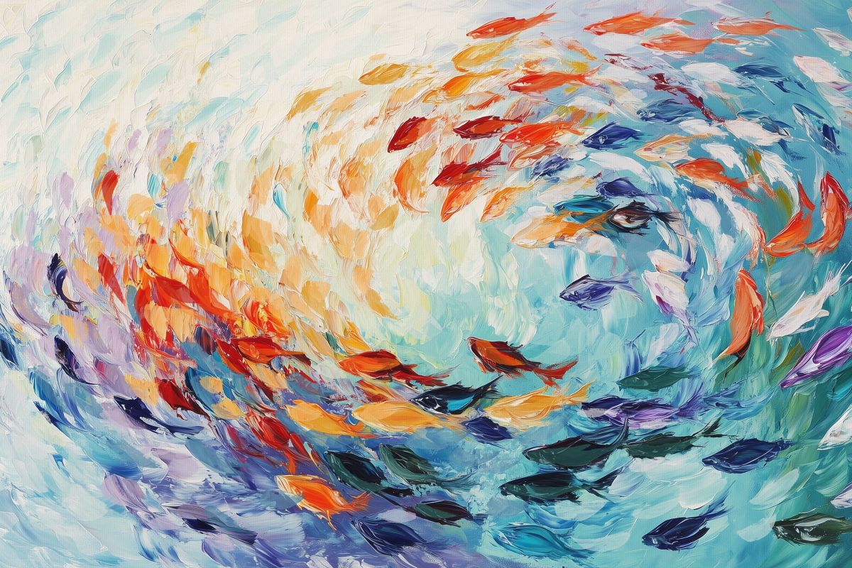 Colorful Fish Vortex II Wall Art
