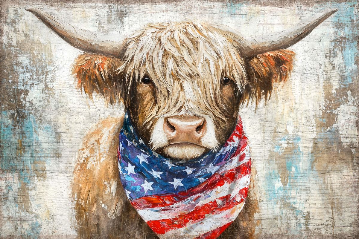 Rustic Highland With Flag