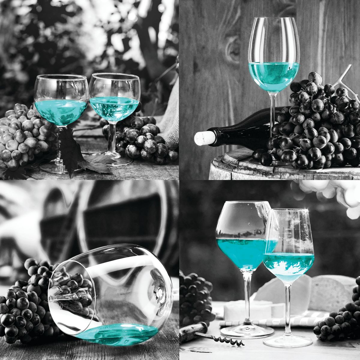 Teal Wine Glasses Pop Set