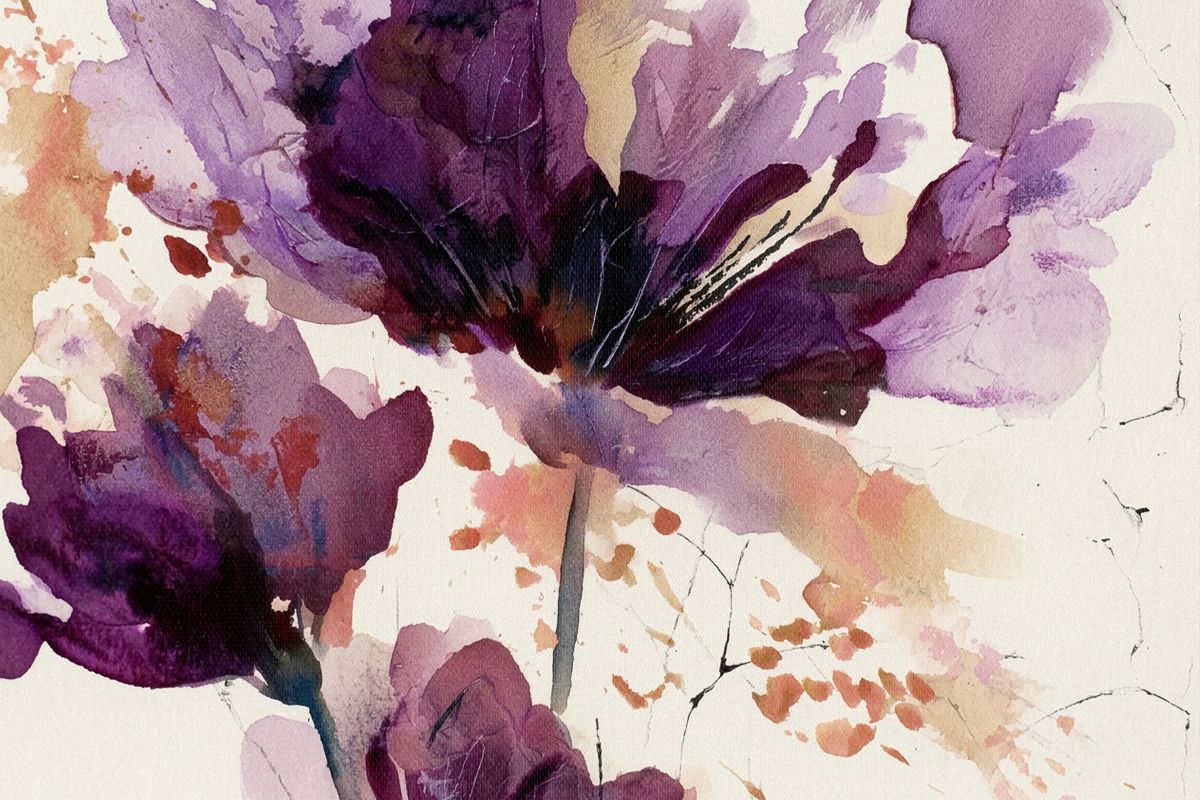 Watercolor Purple Peonies