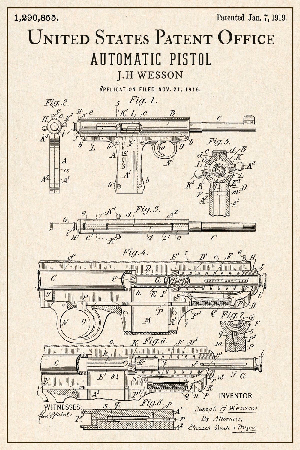 Automatic Pistol Patent I