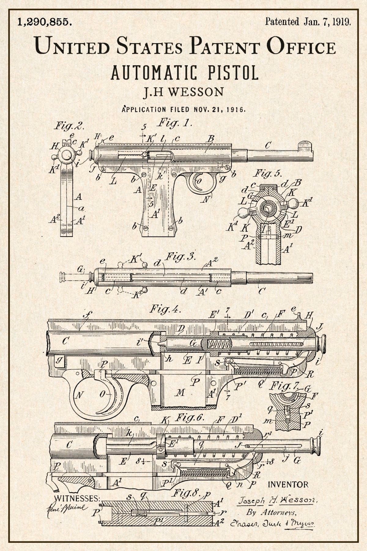 Automatic Pistol Patent I