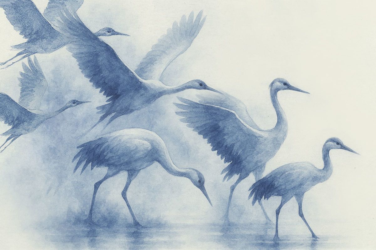 Graceful Flock Of Cranes