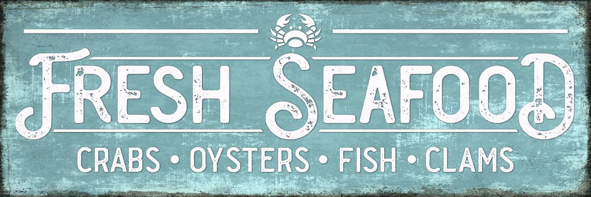 Fresh Seafood Typography Sign