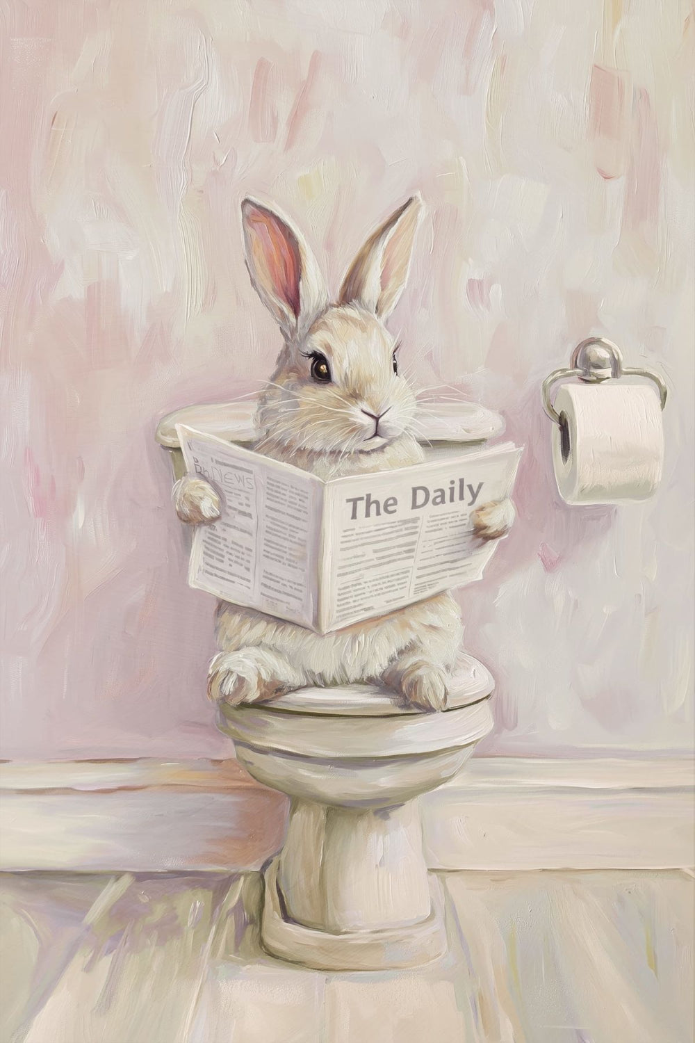 Rabbit Reading on the Toilet