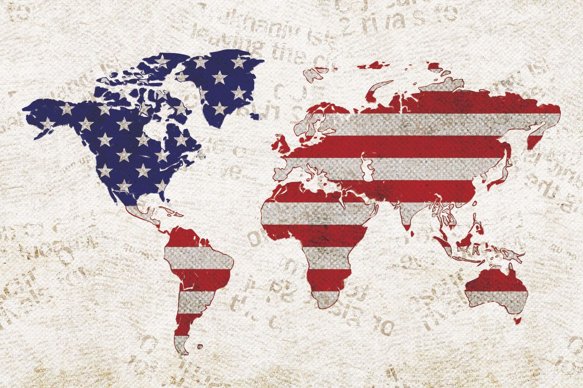 US Flag World Map On Newspaper