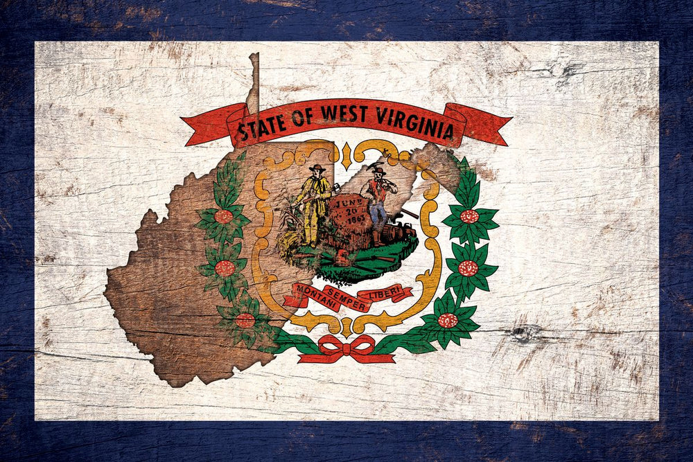 State Map Over West Virginia Flag