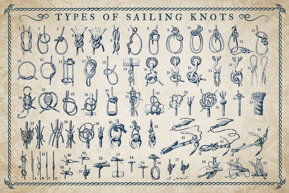 Types Of Sailing Knots On White