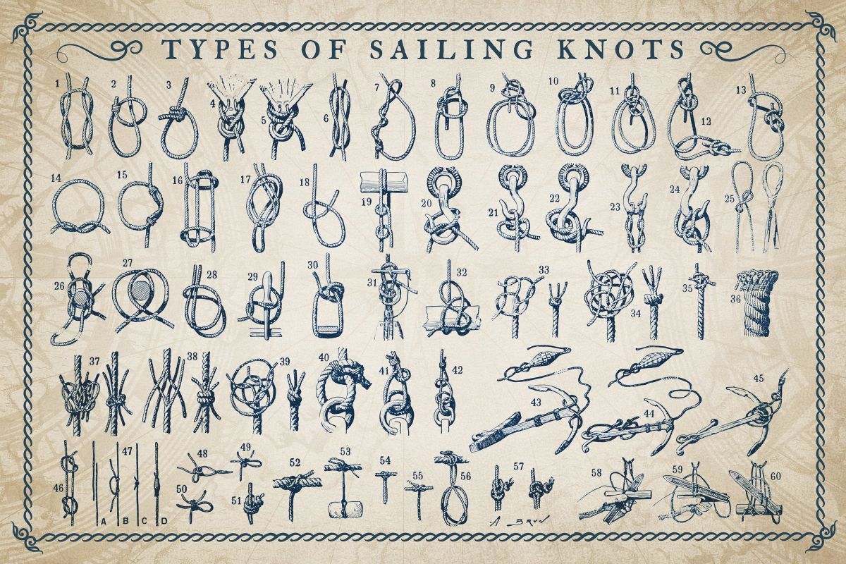 Types Of Sailing Knots On White