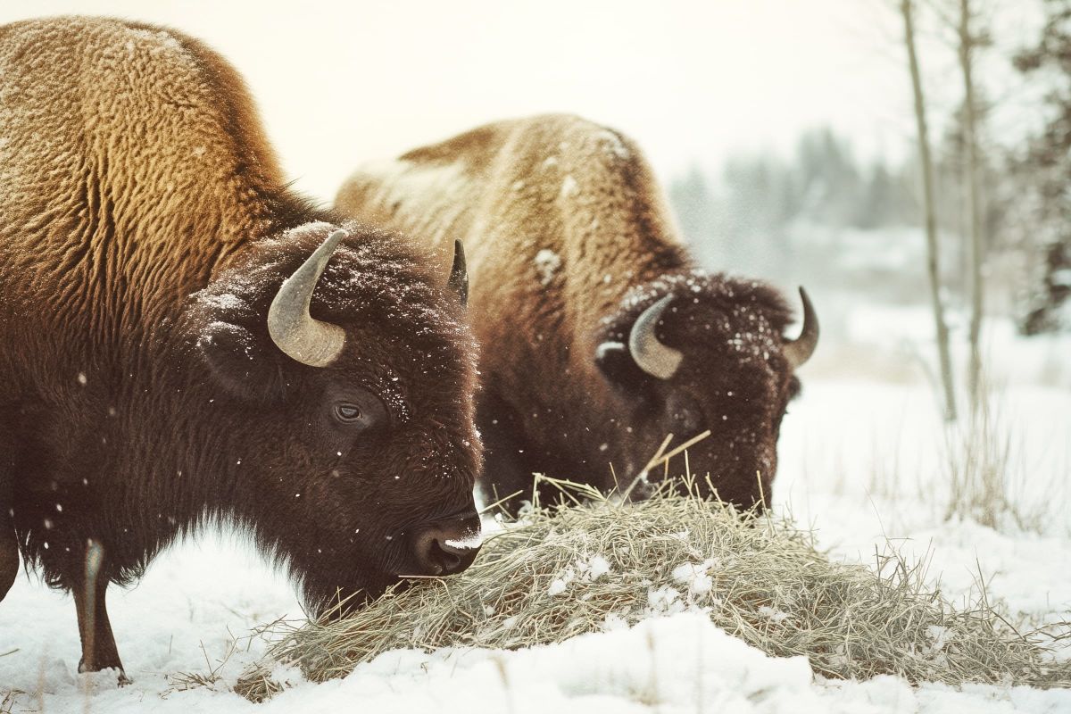 Two Winter Bisons