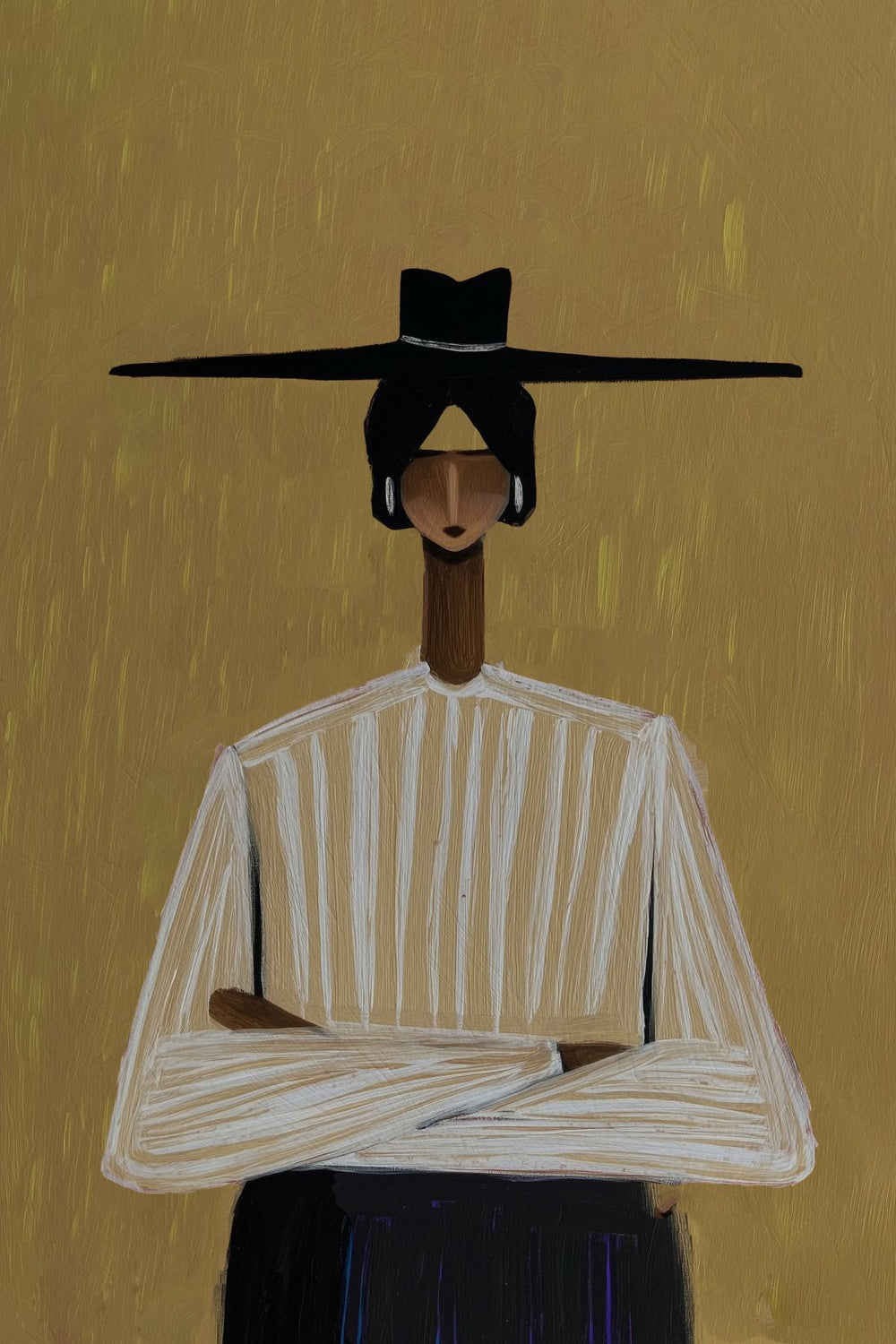 Confident Woman with Wide-Brim Black Hat