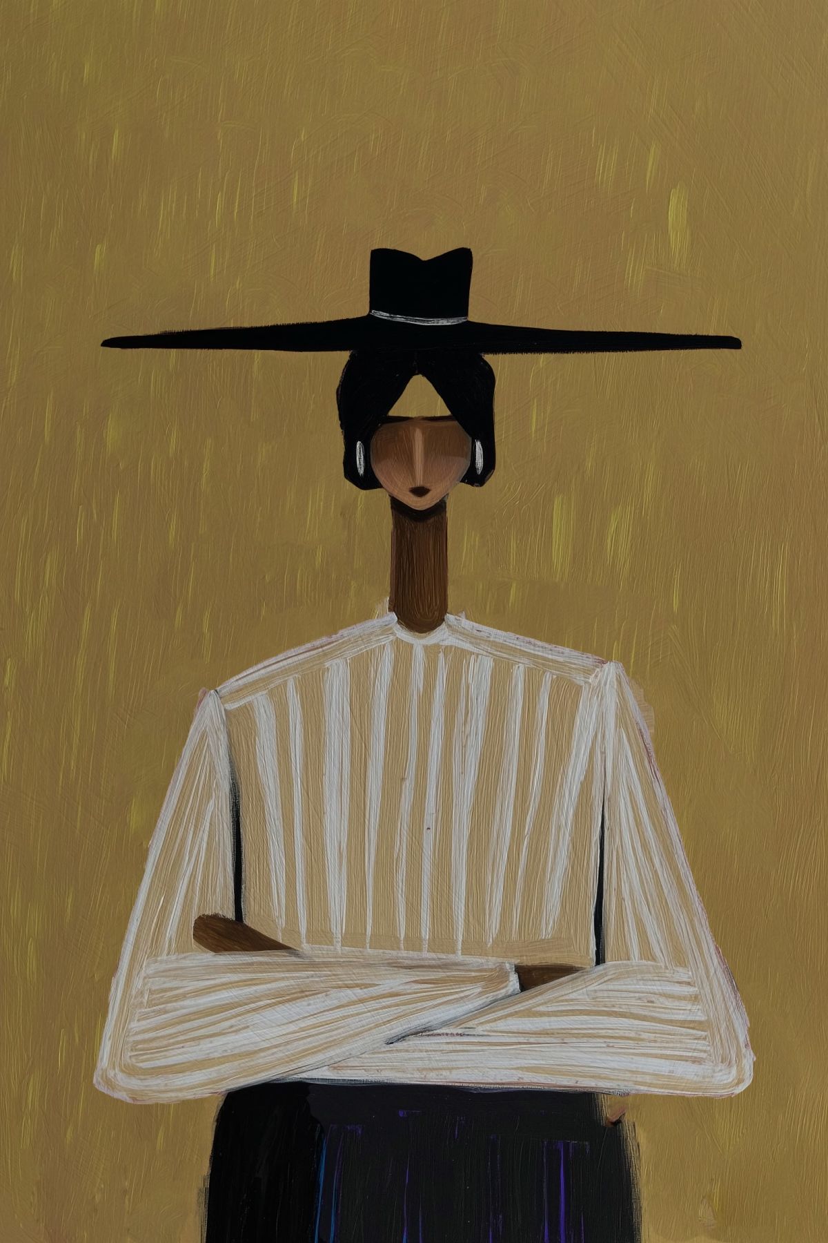 Confident Woman with Wide-Brim Black Hat