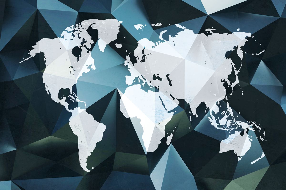 Geometric Green Shade World Map