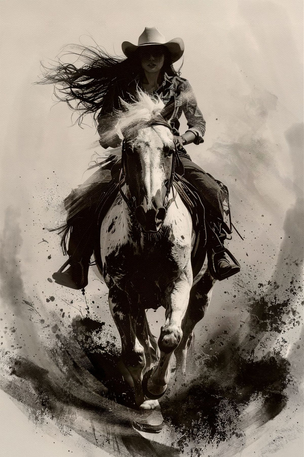 Cowgirl On Horseback