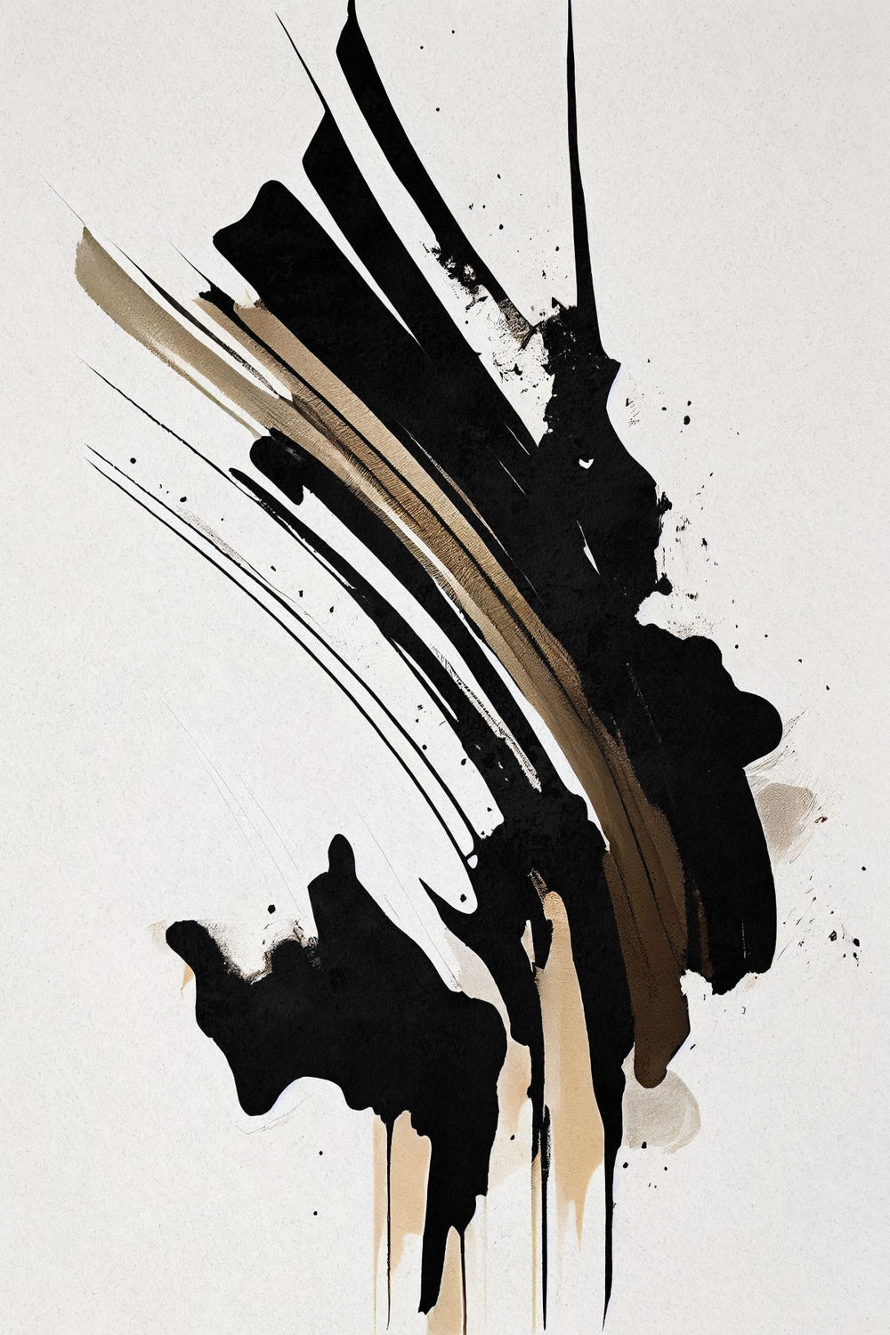Black And Beige Flowing Abstract