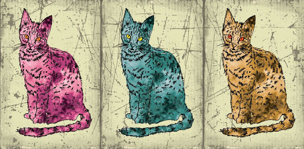 Vintage Cat Triptych