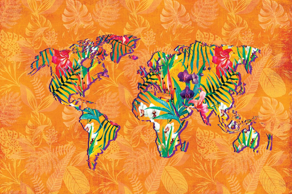 Exotic Flowers World Map