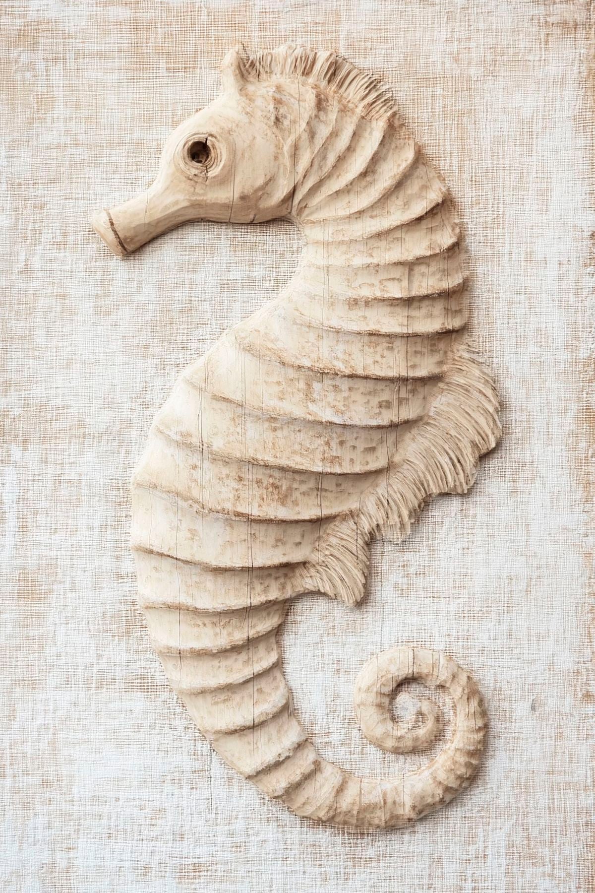 Detailed Seahorse On Beige Wall Art
