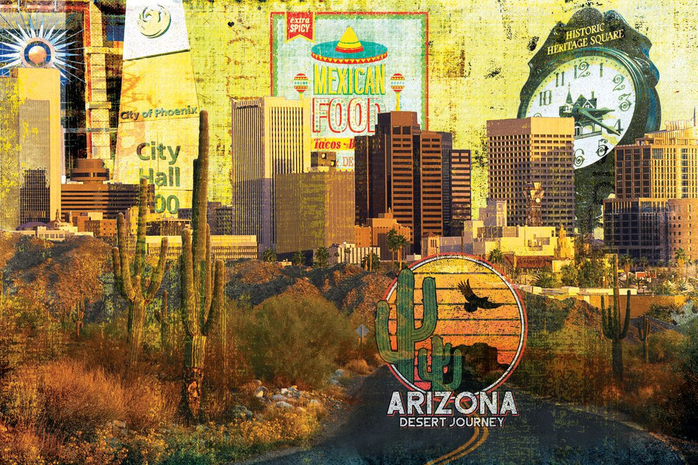 Phoenix City Desert Skyline Grunge