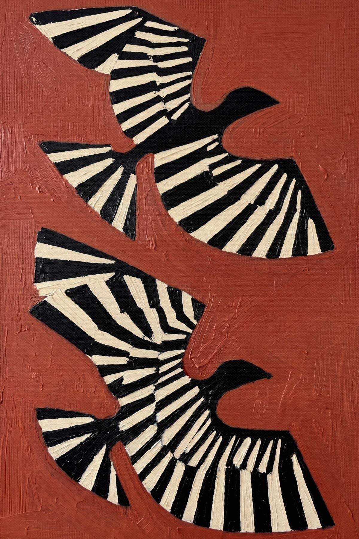 Striped Winged Birds in Flight