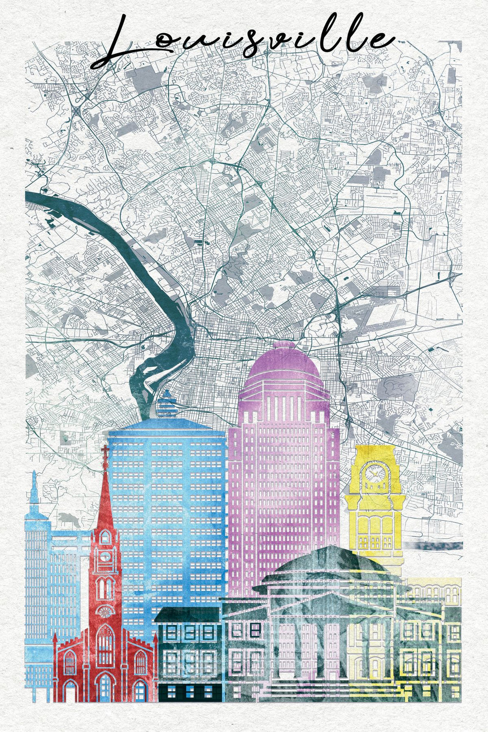 Louisville Skyline City Map