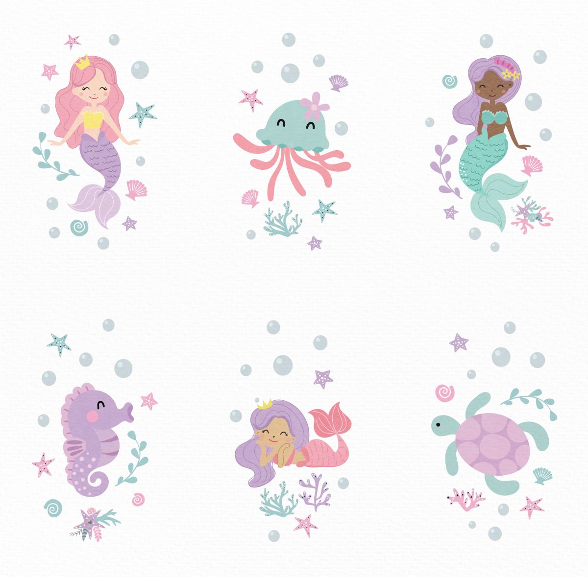 Purple Pastel Mermaids