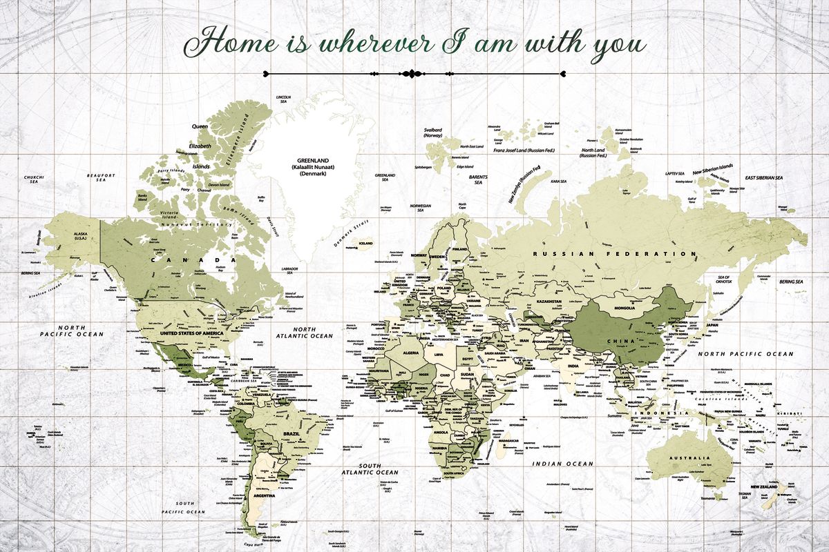 Home With You I Push Pin World Map
