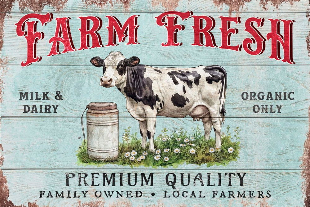 Farm Fresh Organic Milk And Dairy Sign