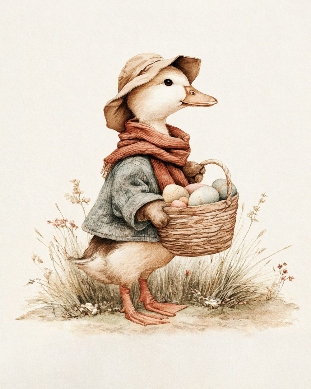 Whimsical Easter Duckling with Egg Basket