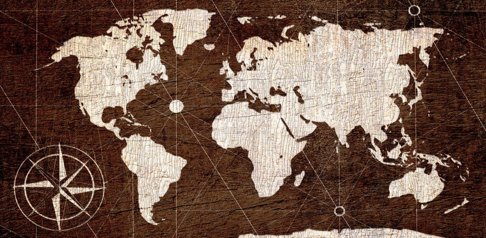 Patterned Wooden World Map