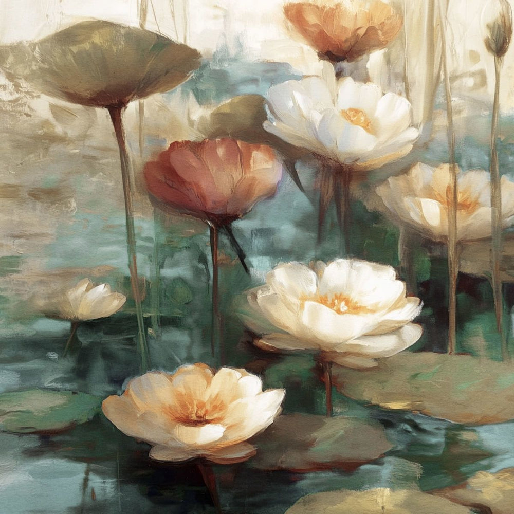 Lotus Floating On Pond