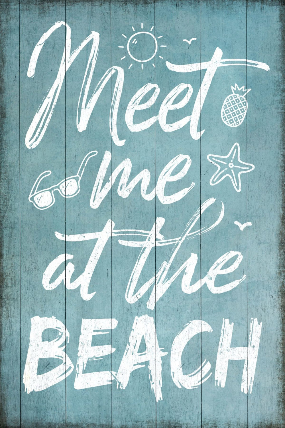 Meet Me At The Beach Wood Style Sign Wall Art