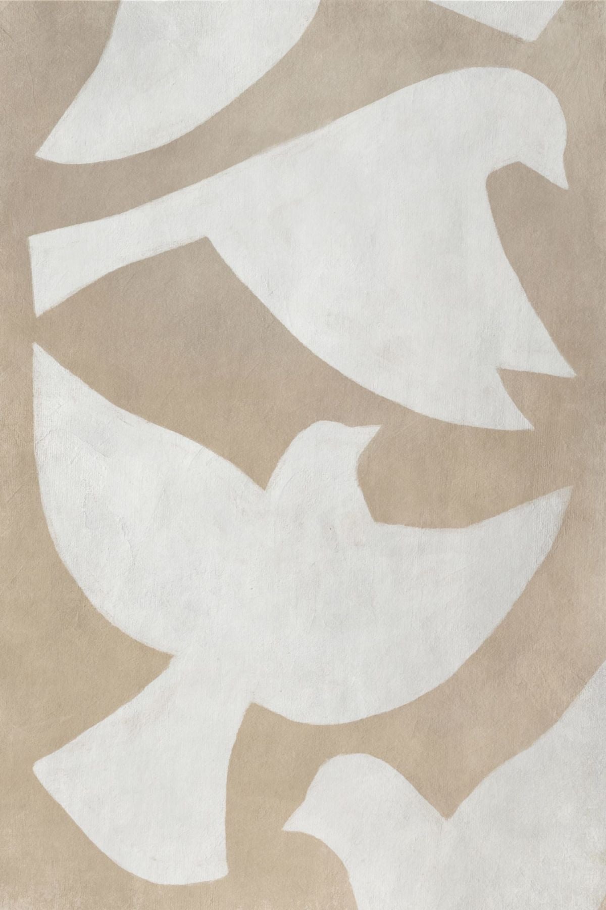 White Birds On Mocha Background