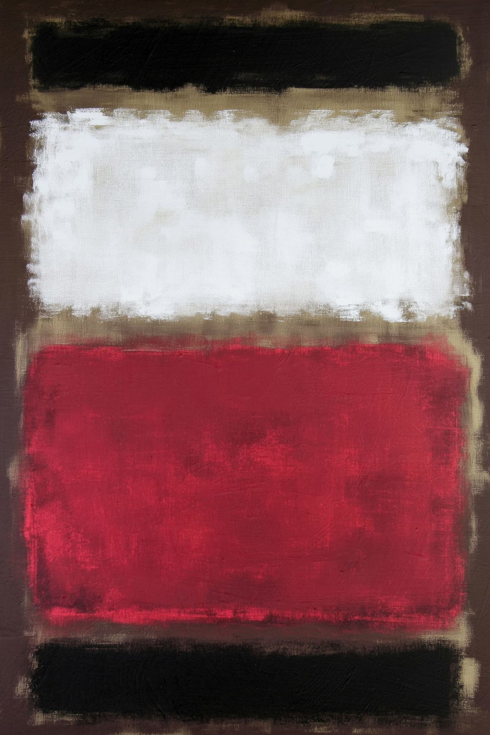 Bold Red and White Abstract with Black